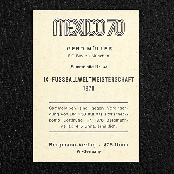 Gerd Müller Bergmann Sticker Nr. 33 - Mexico 70