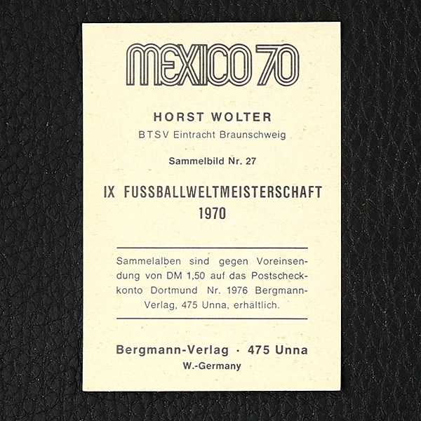 Horst Wolter Bergmann Sticker Nr. 27 - Mexico 70