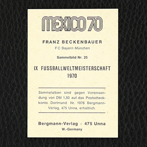Franz Beckenbauer Bergmann Sticker Nr. 25 - Mexico 70