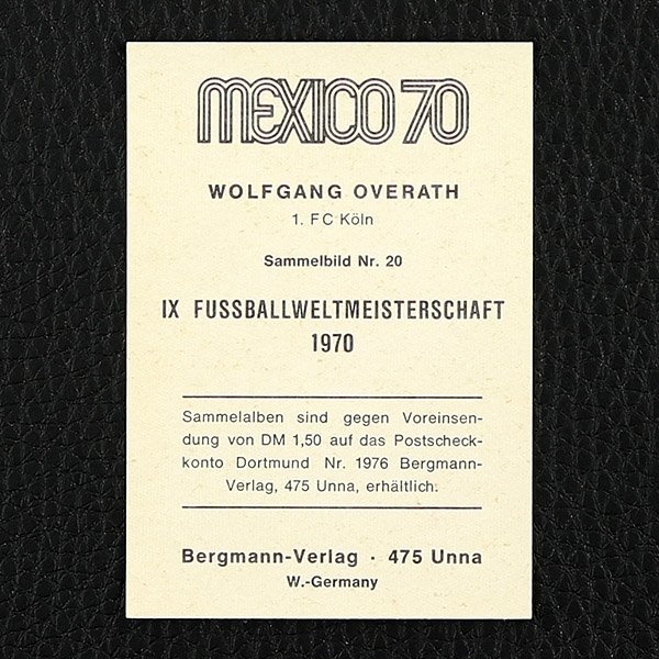 Wolfgang Overath Bergmann Sticker Nr. 20 - Mexico 70