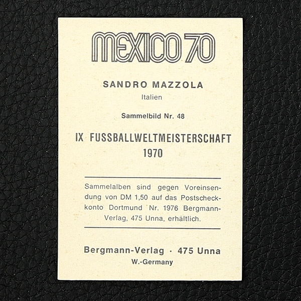 Sandro Mazzola Bergmann Sticker Nr. 48 - Mexico 70