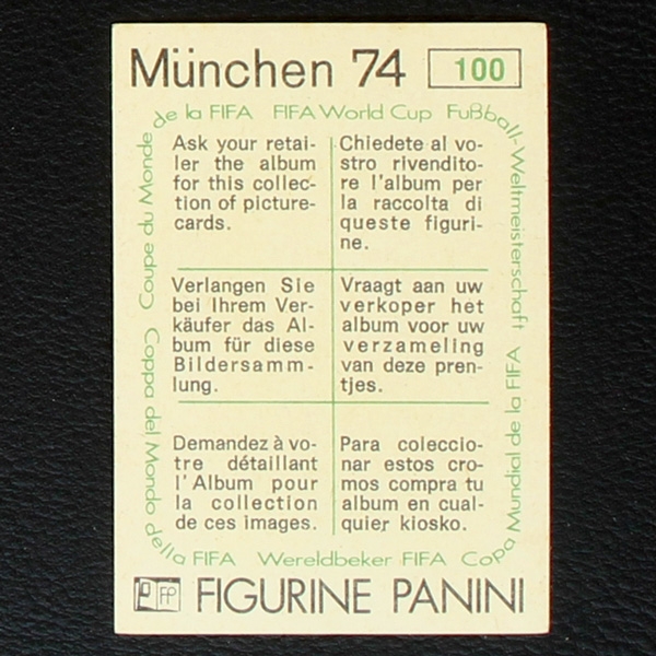Josef Heynckes Sticker No. 100 Panini - München 74