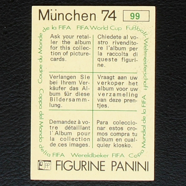 Jürgen Grabowski Sticker No. 99 Panini - München 74