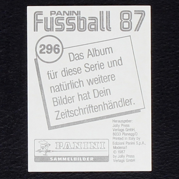 Jürgen Klinsmann Panini Sticker No. 296 - Fußball 87