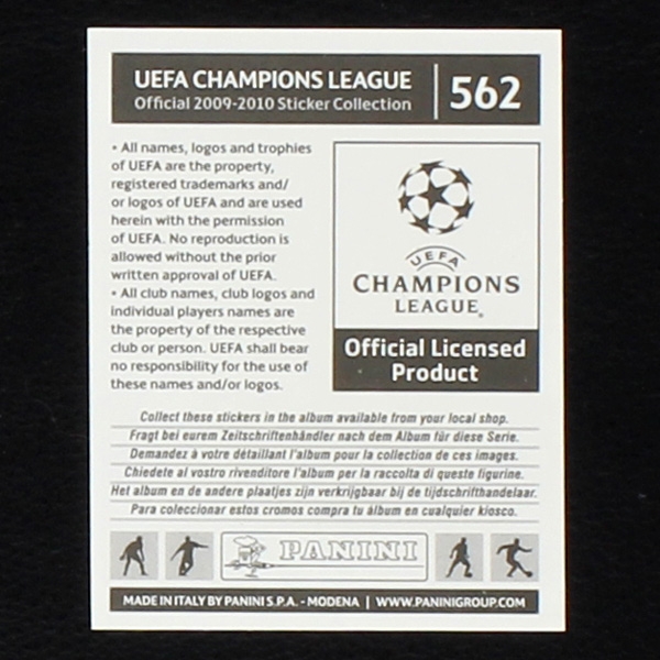 Lionel Messi Panini Sticker No. 562 - Champions League 2010