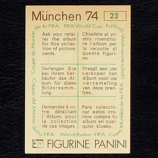 Coupe de Monde Sticker No. 23 Panini - München 74