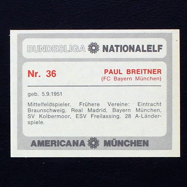 Paul Breitner Americana Card No. 36 - Bundesliga Nationalelf 1978