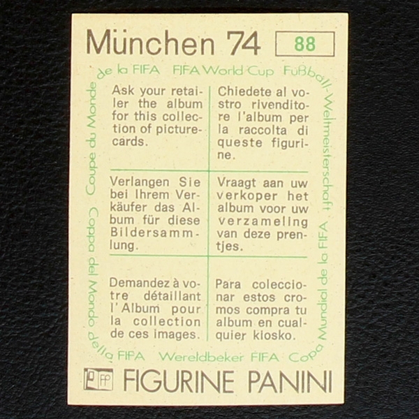 Paul Breitner Sticker No. 88 Panini - München 74