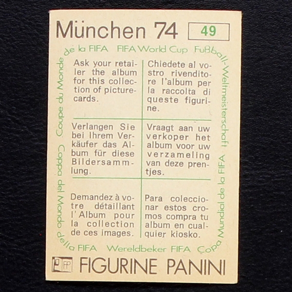 Rimet 1970 Sticker No. 49 Panini - München 74