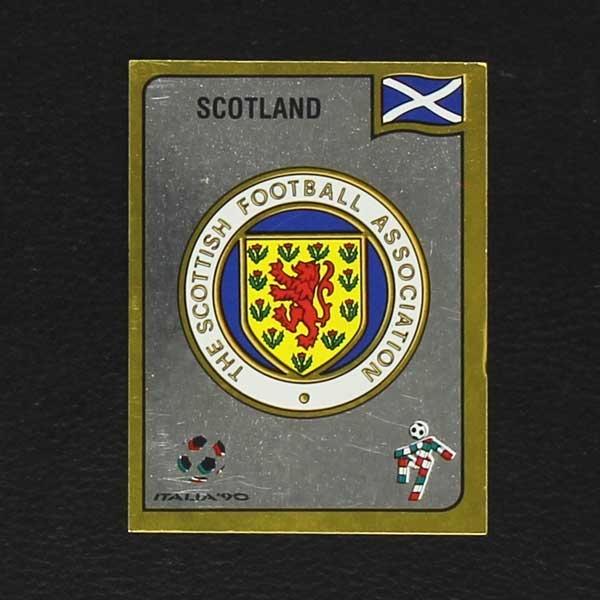 Italia 90 No. 210 Panini sticker Scotland badge