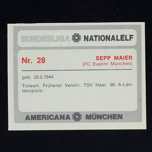 Sepp Maier Americana Card No. 28 - Bundesliga Nationalelf 1978
