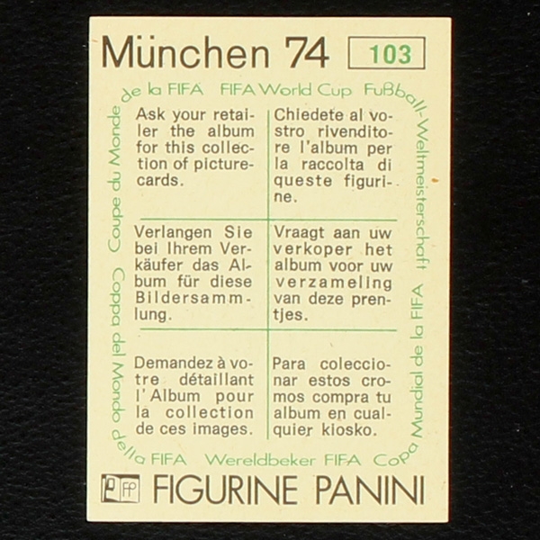 Siegfried Held Sticker No. 103 Panini - München 74