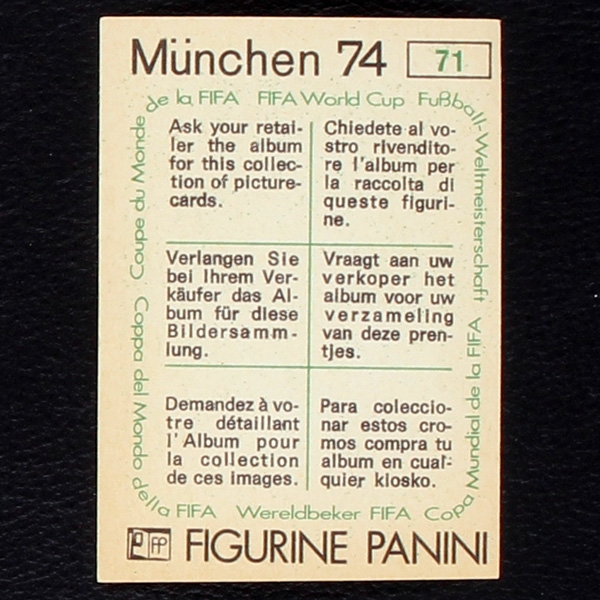 Olympia Stadion Sticker No. 71 Panini - München 74