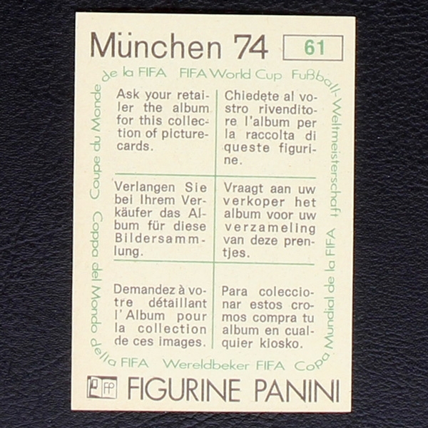 Tip und Tap Sticker Nr. 61 Panini - München 74