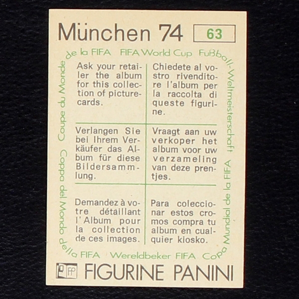 Tip und Tap Sticker Nr. 63 Panini - München 74