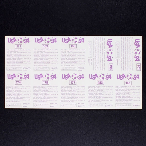 USA 94 Gratis Bogen mit 10 Stickern