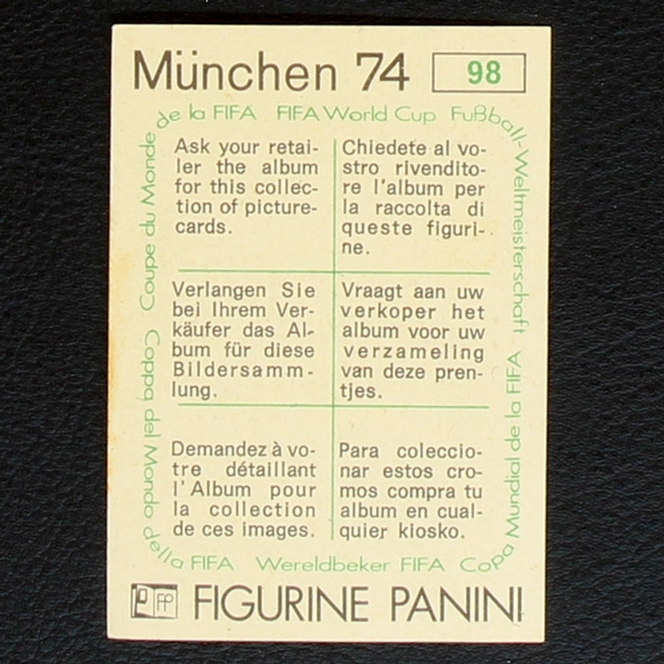 Uli Hoeness Sticker No. 98 Panini - München 74