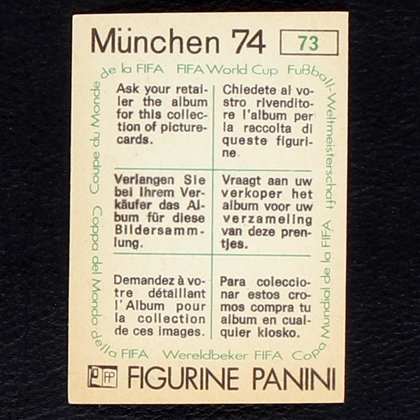 Volksparkstadion Sticker No. 73 Panini - München 74
