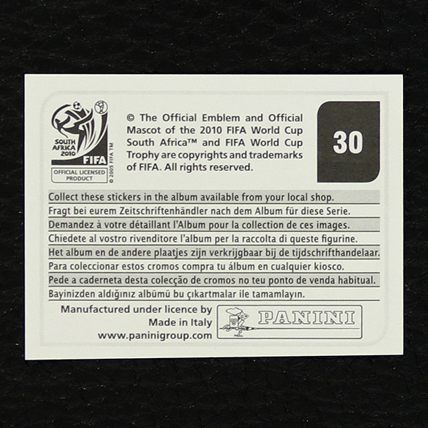 South Africa Team Panini Sticker No. 30 - South Africa 2010