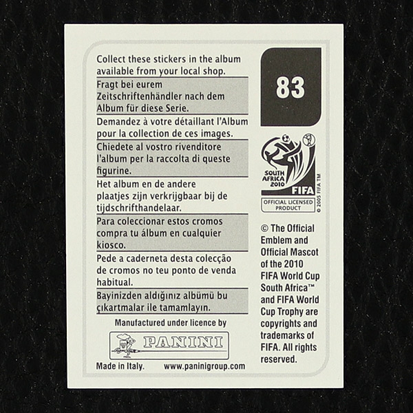 Edinson Cavani Panini Sticker Nr. 83 - South Africa 2010