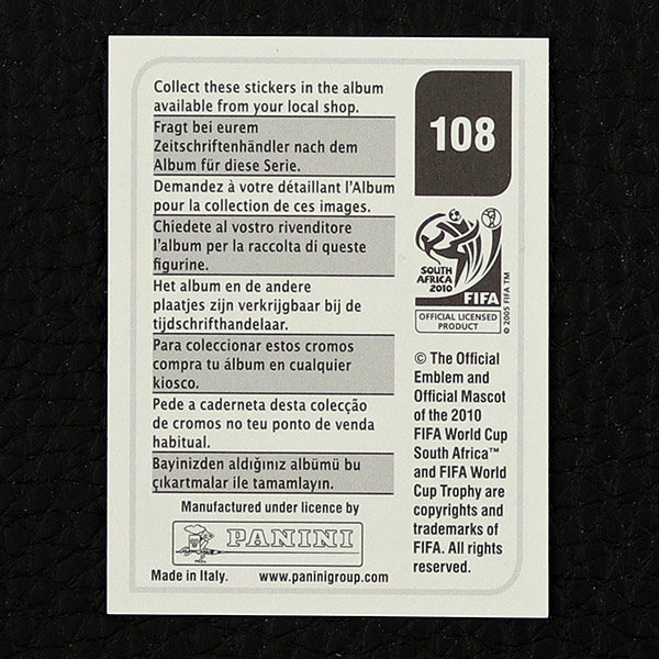 Sergio Romero Panini Sticker No. 108 - South Africa 2010