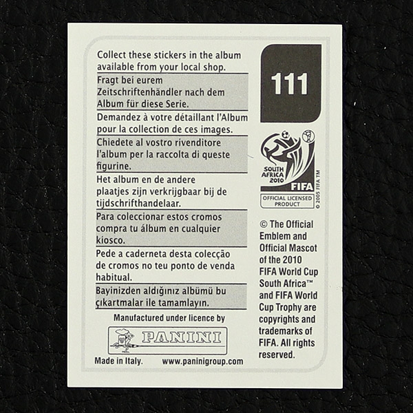 Walter Samuel Panini Sticker No. 111 - South Africa 2010