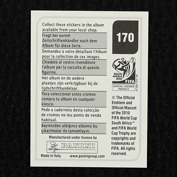 Avraam Papadopoulos Panini Sticker No. 170 - South Africa 2010