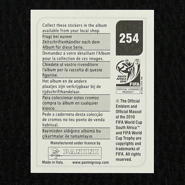 Zlatan Ljubijankic Panini Sticker No. 254 - South Africa 2010