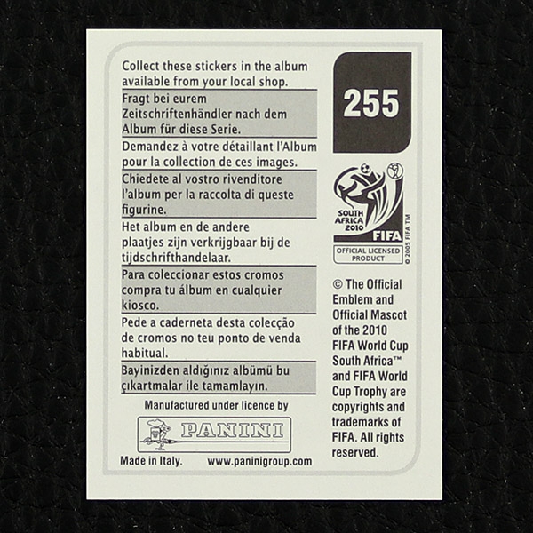 Valter Birsa Panini Sticker No. 255 - South Africa 2010
