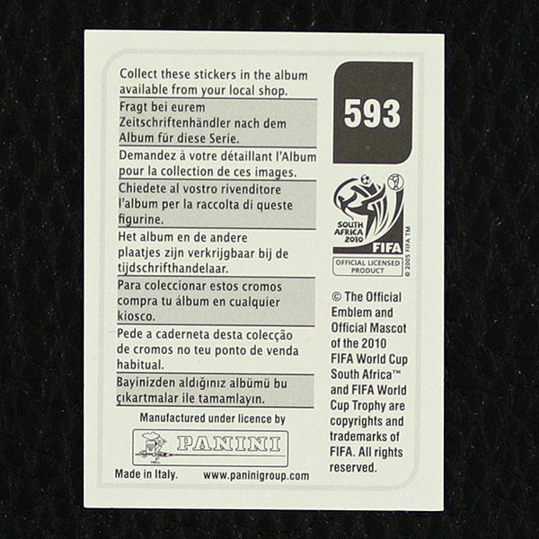 Tranquillo Barnetta Panini Sticker No. 593 - South Africa 2010