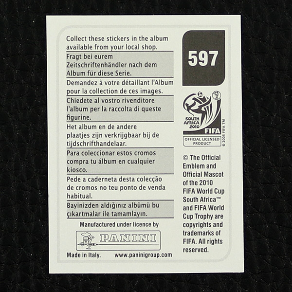 Alexander Frei Panini Sticker No. 597 - South Africa 2010
