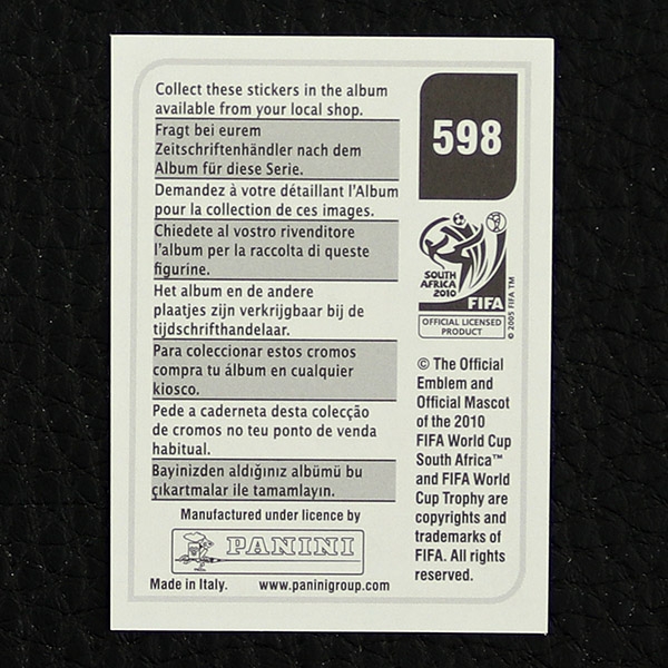 Blaise Nkufo Panini Sticker No. 598 - South Africa 2010