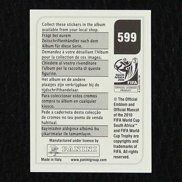 Eren Derdiyok Panini Sticker No. 599 - South Africa 2010