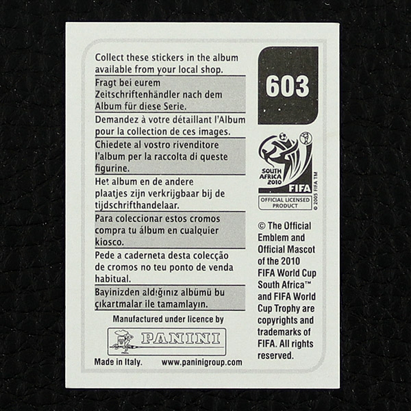 Maynor Figueroa Panini Sticker No. 603 - South Africa 2010