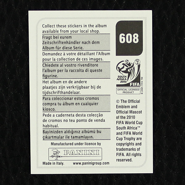 Wilson Palacios Panini Sticker No. 608 - South Africa 2010