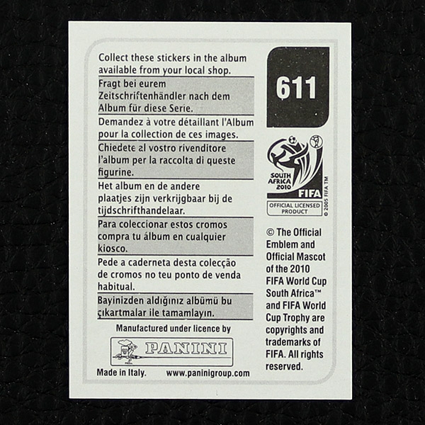 Ramon Nunez Panini Sticker No. 611 - South Africa 2010