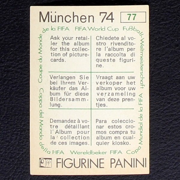 Westfalenstadion Sticker No. 77 Panini - München 74