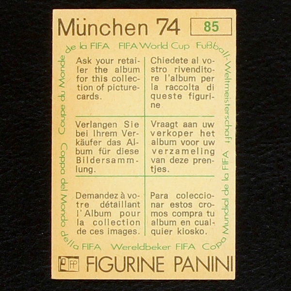Wolfgang Kleff Sticker No. 85 Panini - München 74