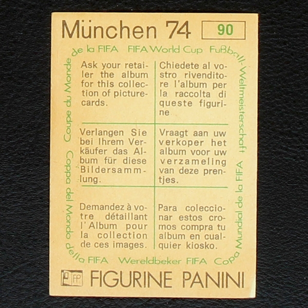 Wolfgang Weber Sticker No. 90 Panini - München 74
