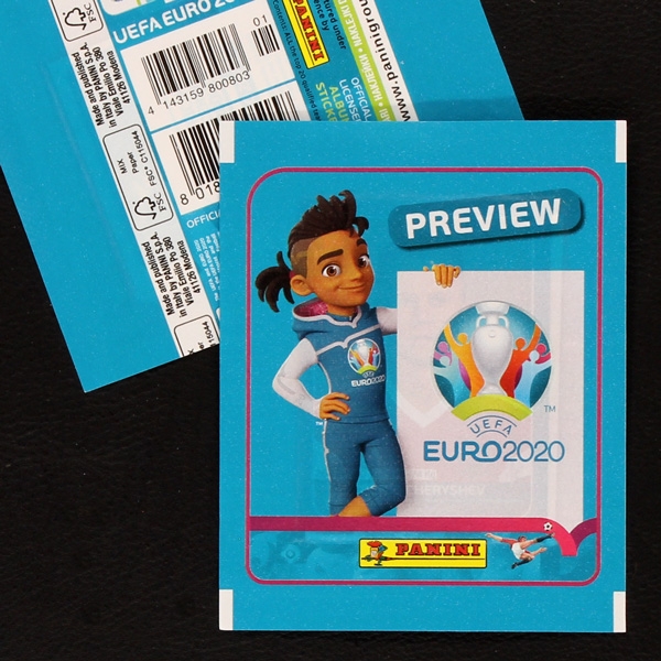 Euro 2020 Review Panini Sticker Tüte - blaue Version