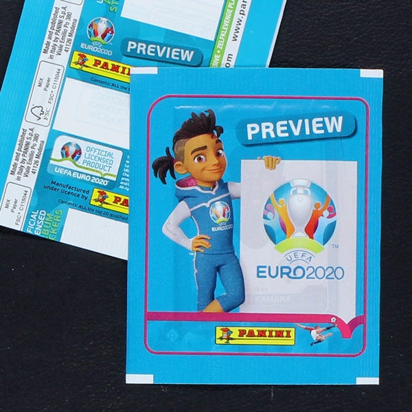 Euro 2020 Review Panini Sticker Tüte blau ohne Barcode