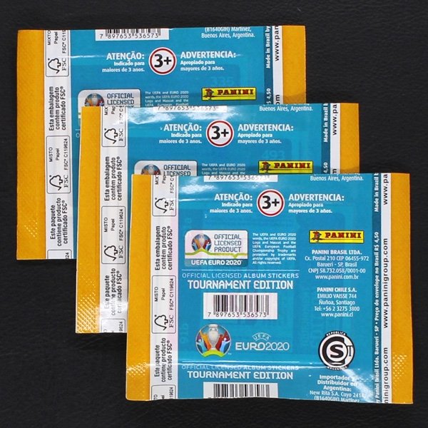 Euro 2020 Panini Sticker Tüte - Argentina Version 3x