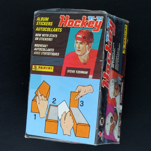 Hockey 91 NHL Panini Box mit 100 Sticker Tüten