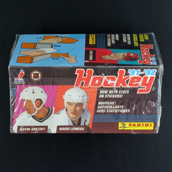 Hockey 91 NHL Panini Box mit 100 Sticker Tüten