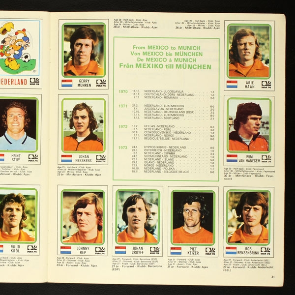 Fotboll VM 74 Panini Sticker Album komplett