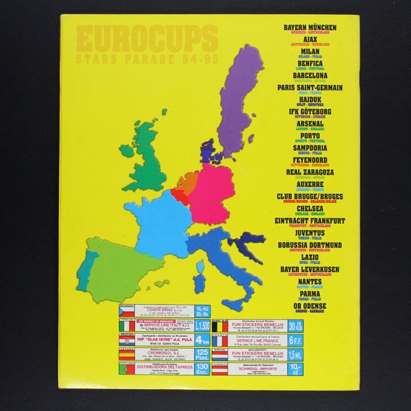 Eurocups Star Parade 94 SL Italy Sticker Album komplett