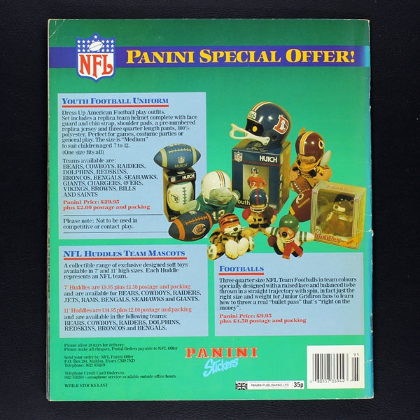 Football 89 NFL Panini sticker album complete