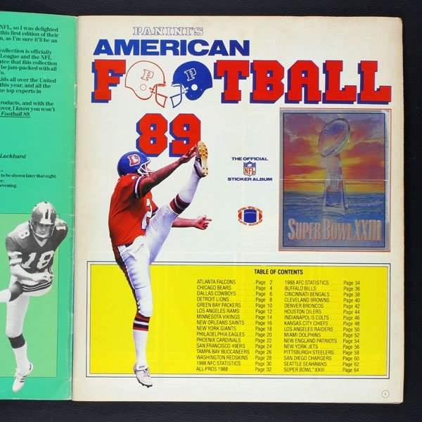Football 89 NFL Panini Sticker Album komplett