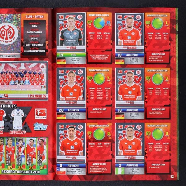 Fußball 2015 Topps Sticker Album komplett