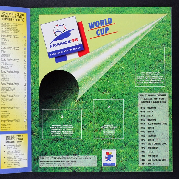 France 98 Panini Sticker Album teilgefüllt Tschechische Variante